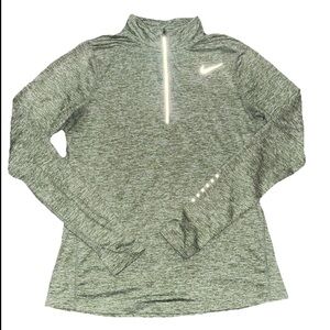 Nike Woman’s Dry Fit, Half Zip Pullover Top Reflective Dots Green Heather Grey